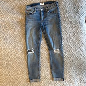 Hudson cropped ripped jeans